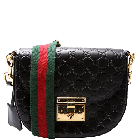 453189 Padlock Guccissima Medium Messenger Black