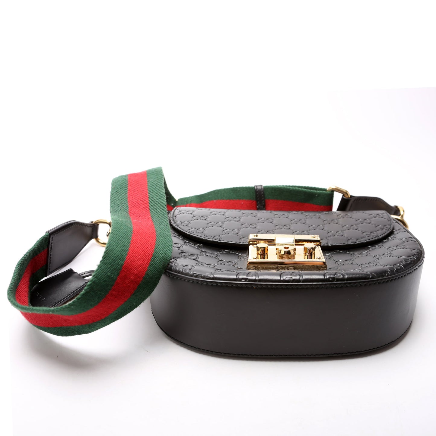 453189 Padlock Guccissima Medium Messenger Black