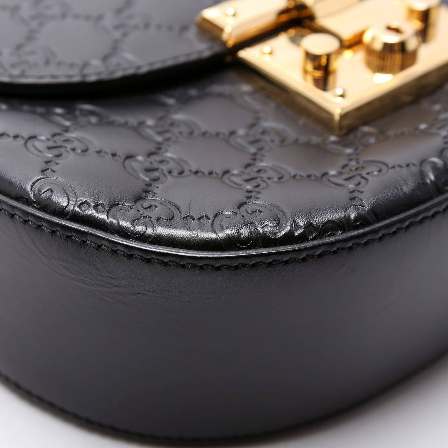 453189 Padlock Guccissima Medium Messenger Black