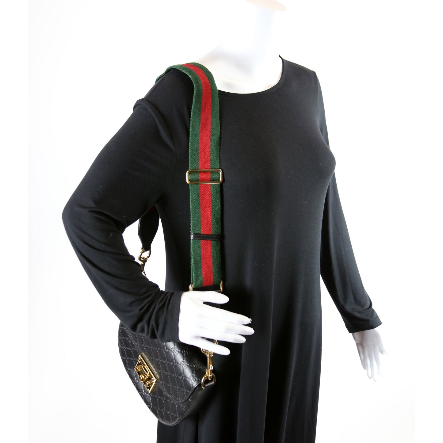 453189 Padlock Guccissima Medium Messenger Black
