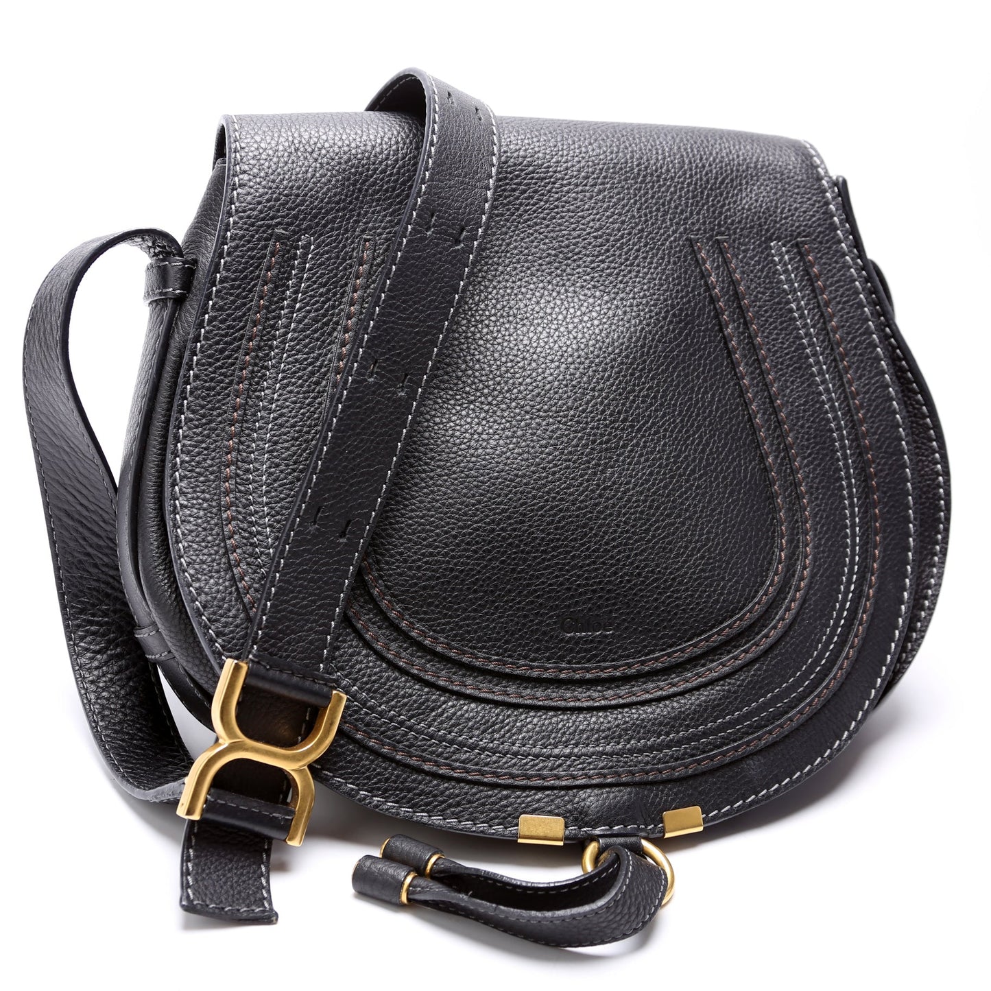 Marcie Saddle Bag Crossbody Medium Black