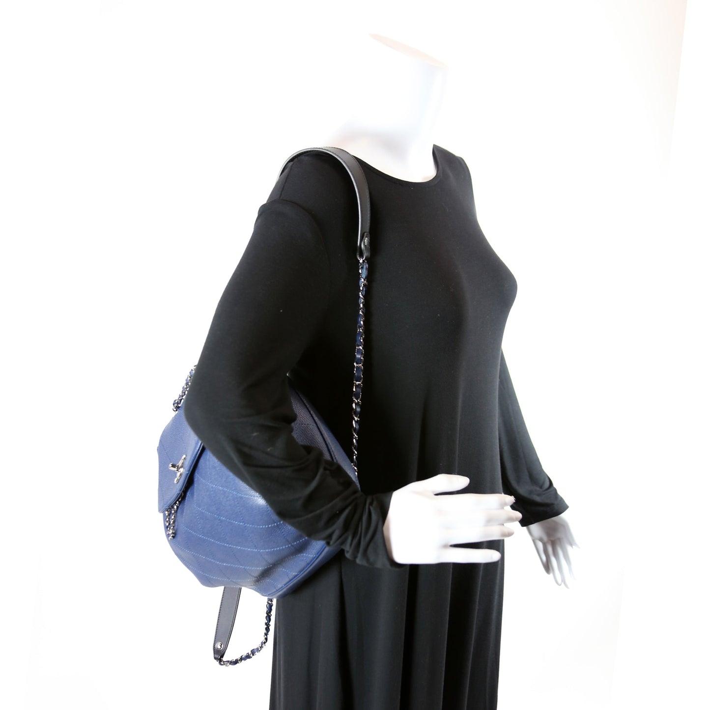 CC Flap Drawstring Backpack Caviar 24M Blue