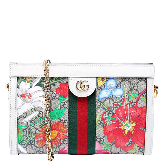 503877 GG Supreme Flora Ophidia Small Chain White