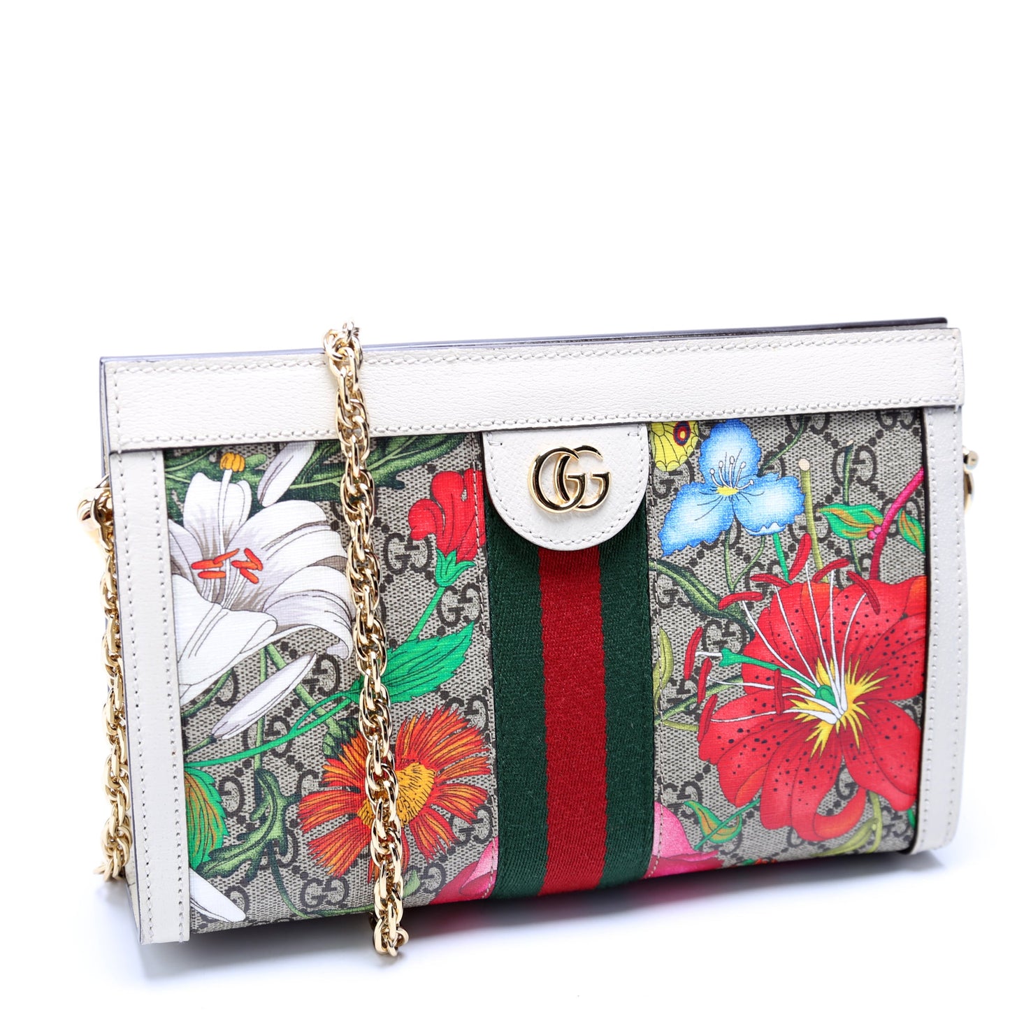 503877 GG Supreme Flora Ophidia Small Chain White