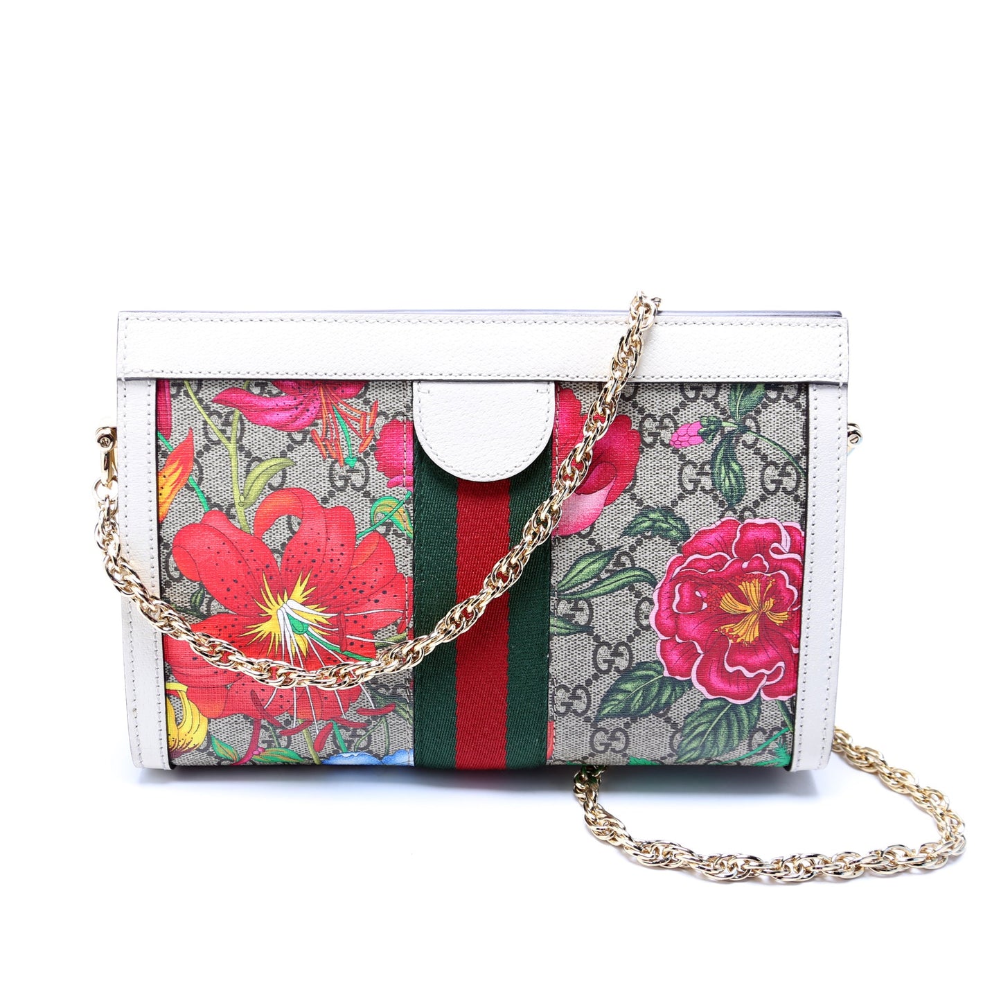 503877 GG Supreme Flora Ophidia Small Chain White