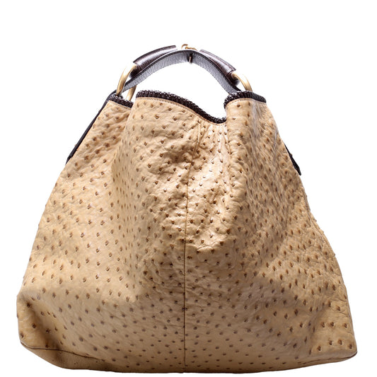 114900 Ostrich Horsebit Hobo Tan