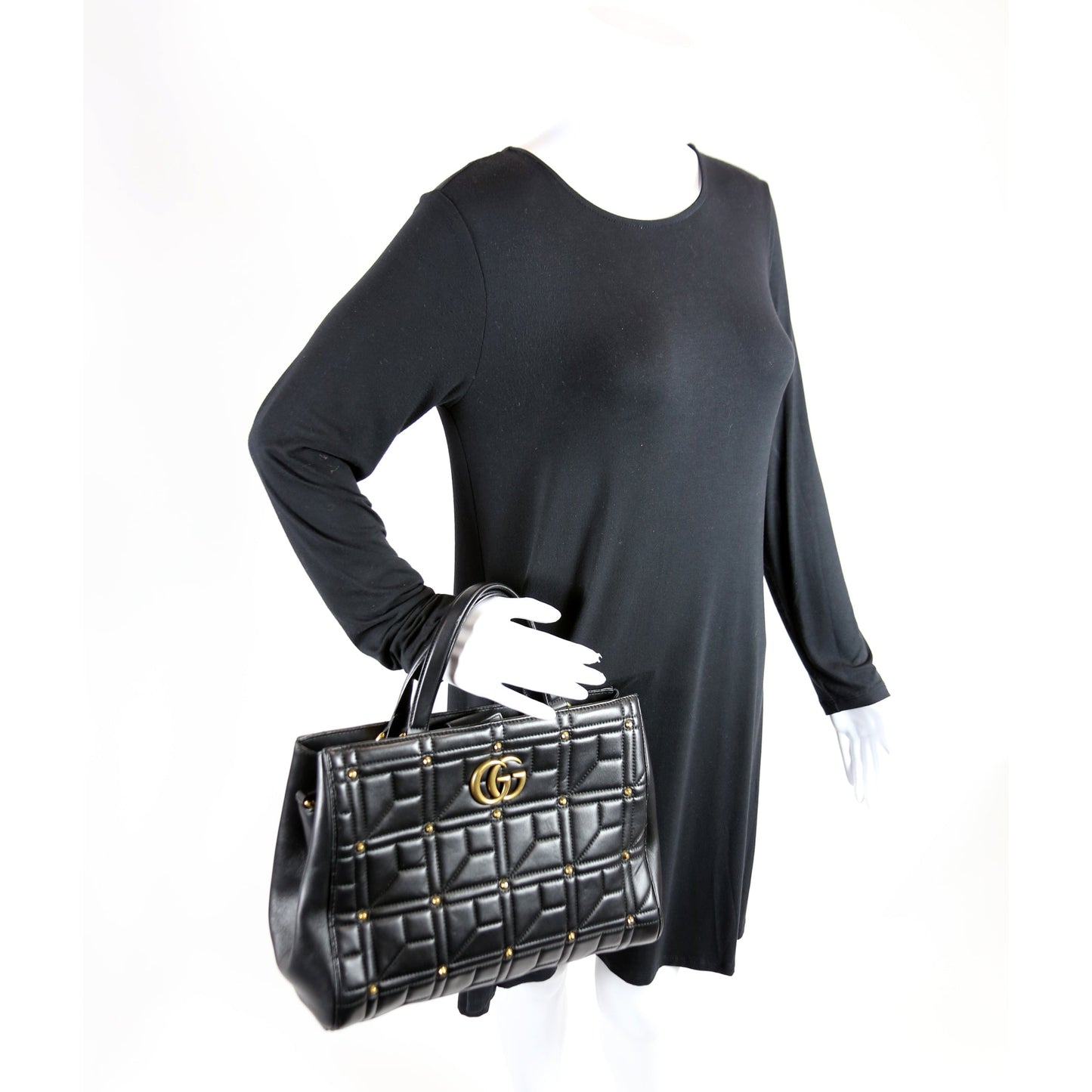 443505 Marmont Studded Top Handle Black