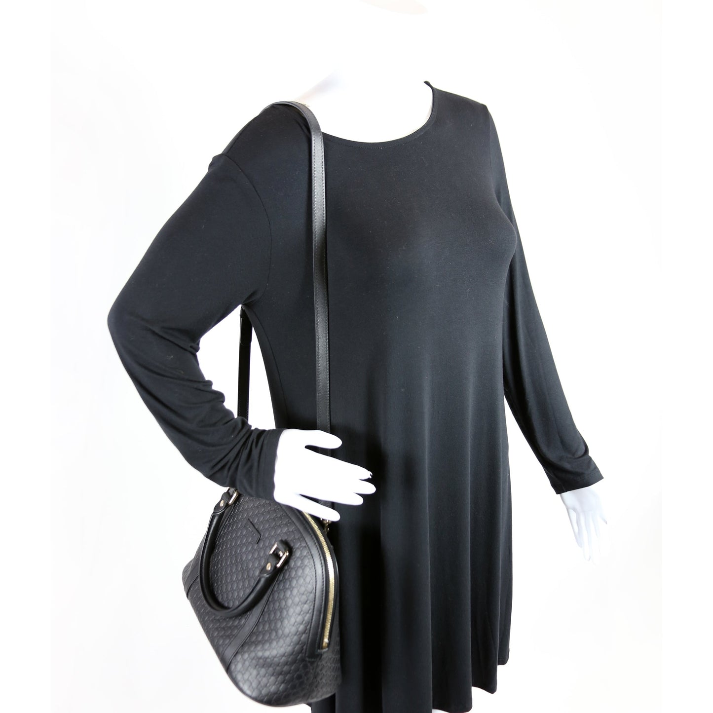 449663 Guccissima Dome Bag Medium Black