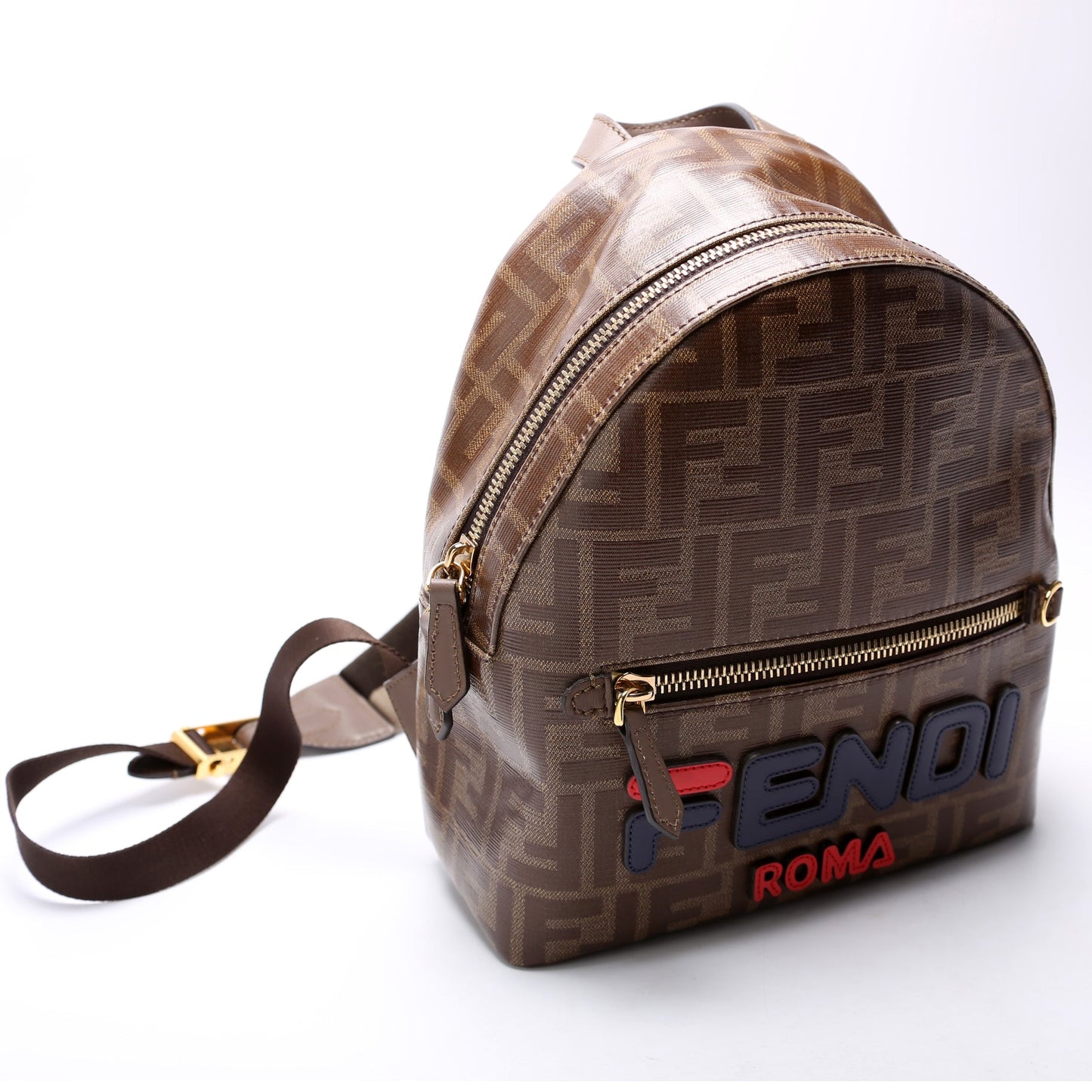 Fila FF Glazed Canvas Mini Backpack Brown