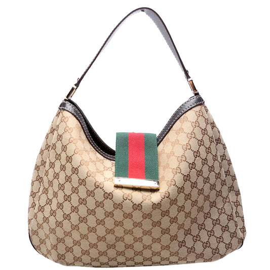233604 GG Canvas New Ladies Web Large Hobo