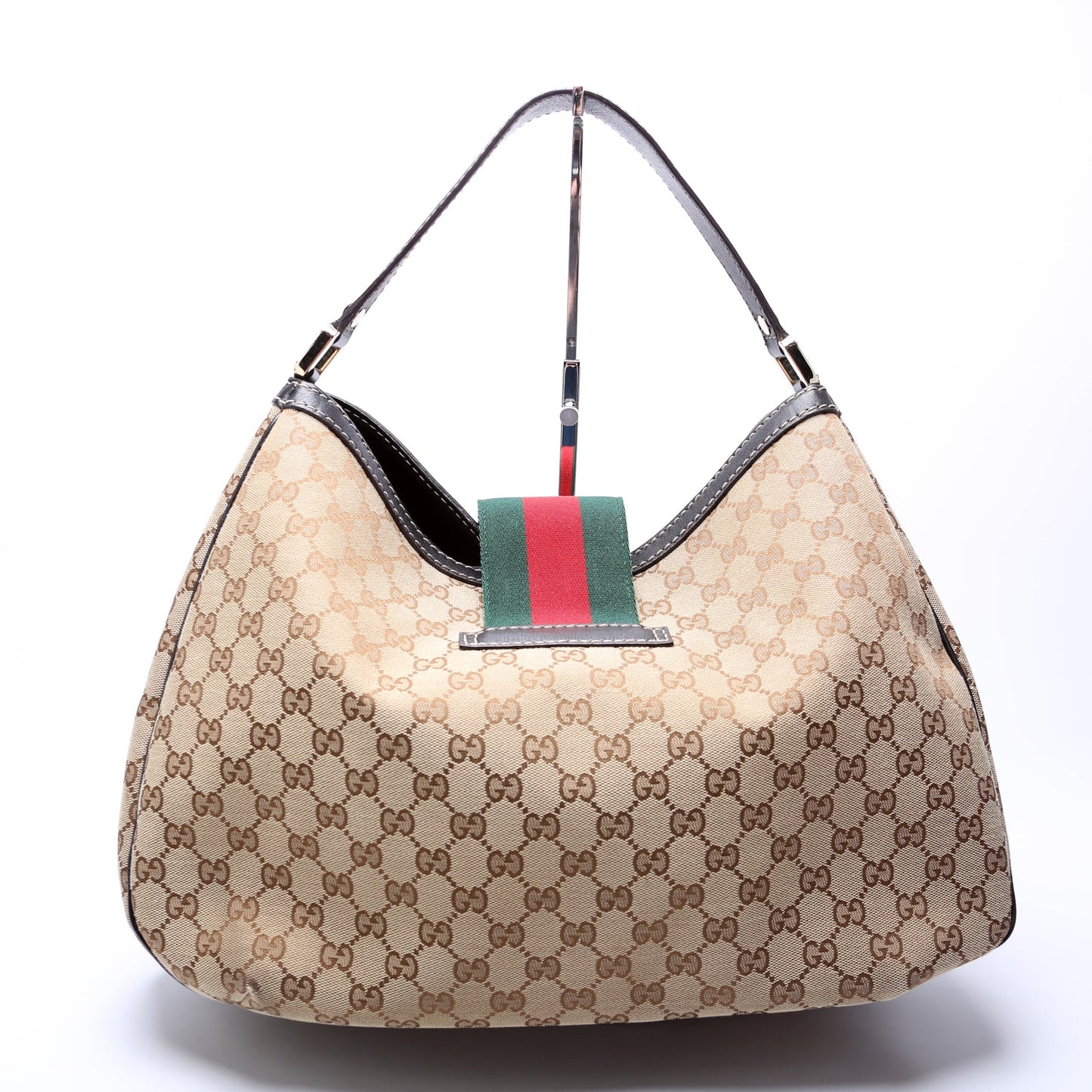233604 GG Canvas New Ladies Web Large Hobo