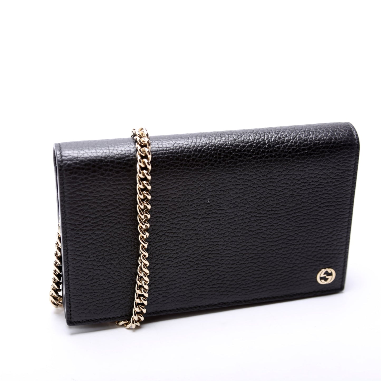 466506 Interlocking GG Chain Wallet Black