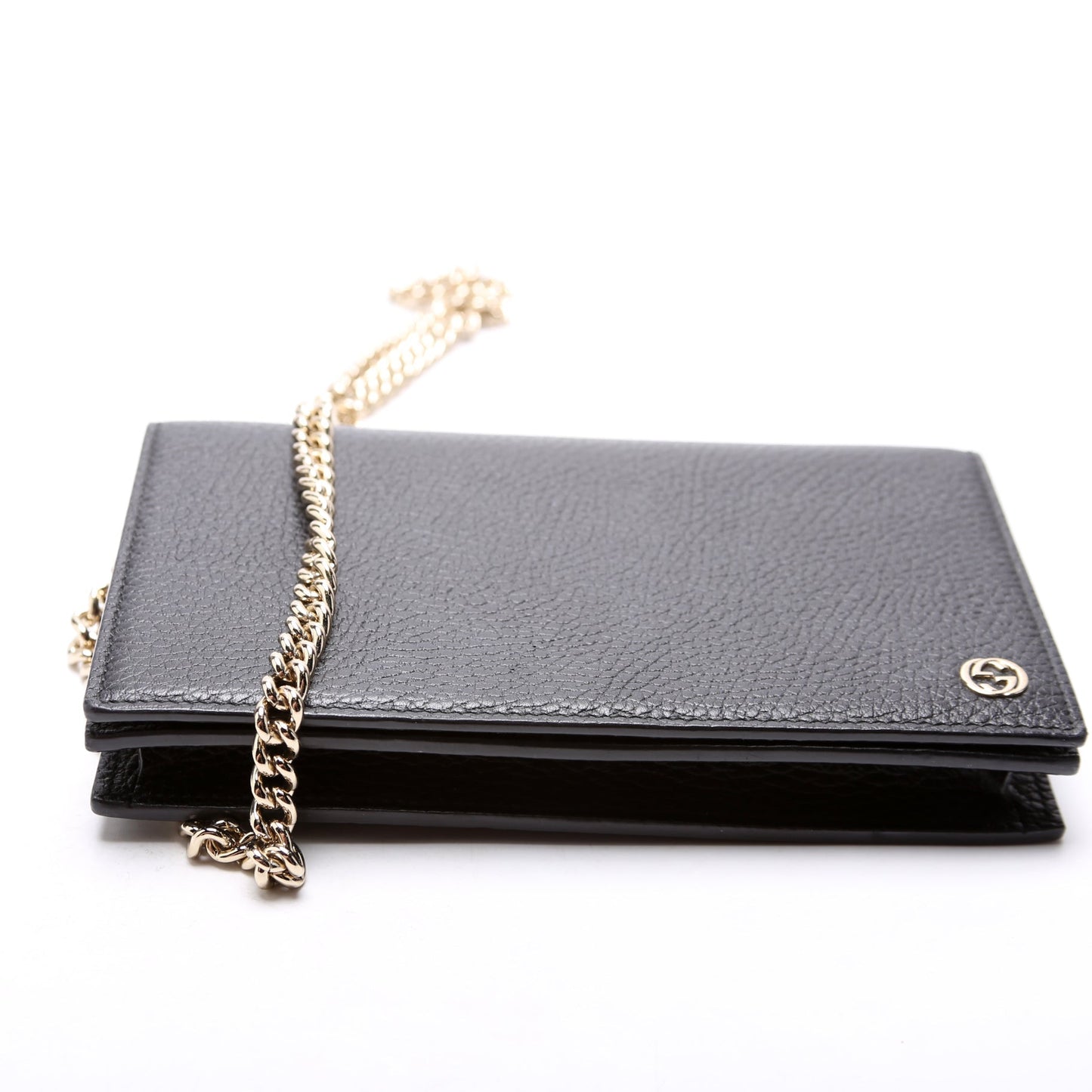 466506 Interlocking GG Chain Wallet Black
