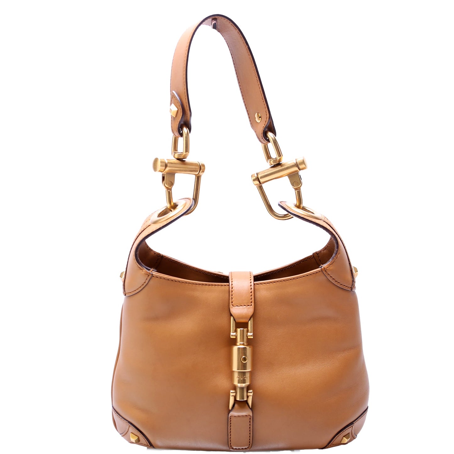 120885 Leather Jackie O Small Shoulder Bag Vintage Tan