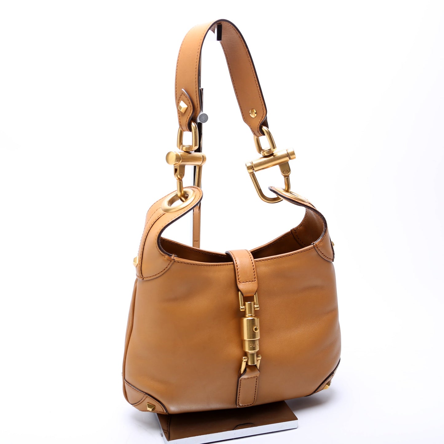 120885 Leather Jackie O Small Shoulder Bag Vintage Tan