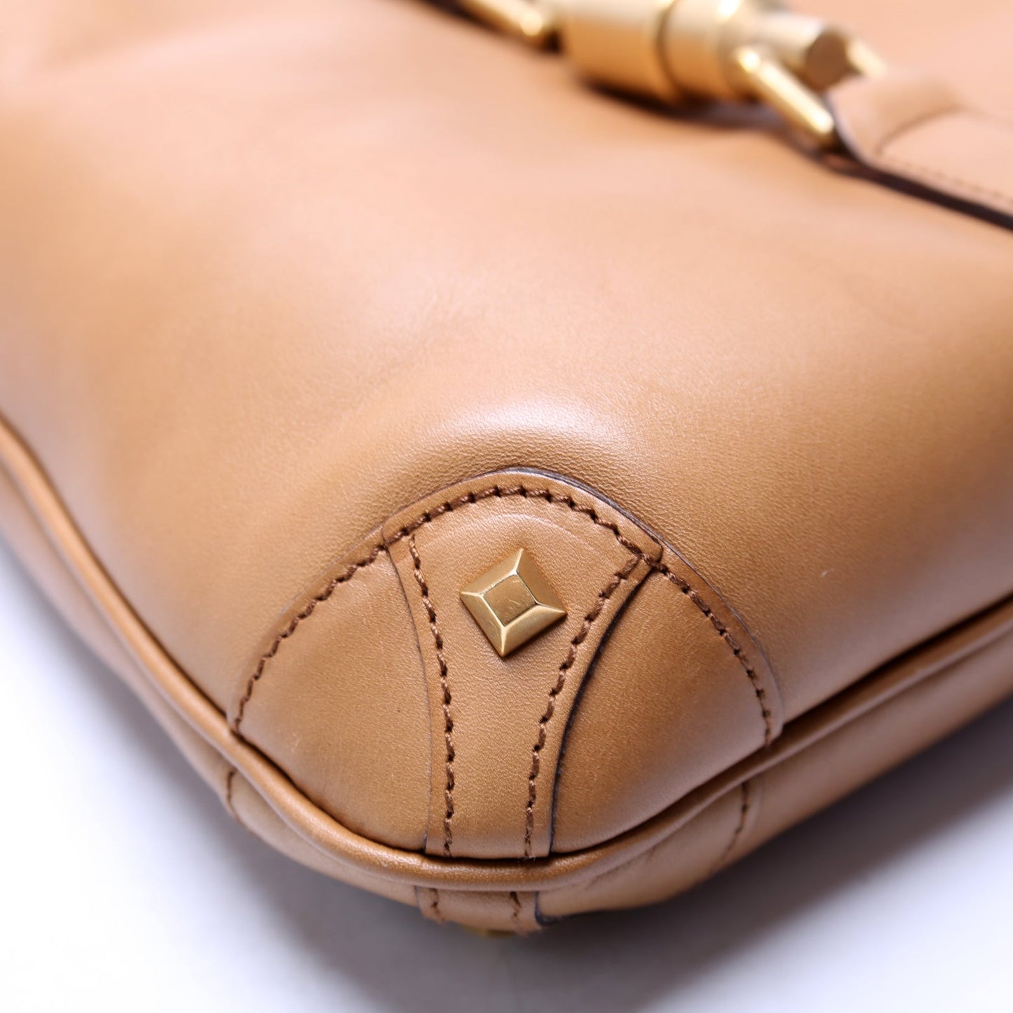 120885 Leather Jackie O Small Shoulder Bag Vintage Tan