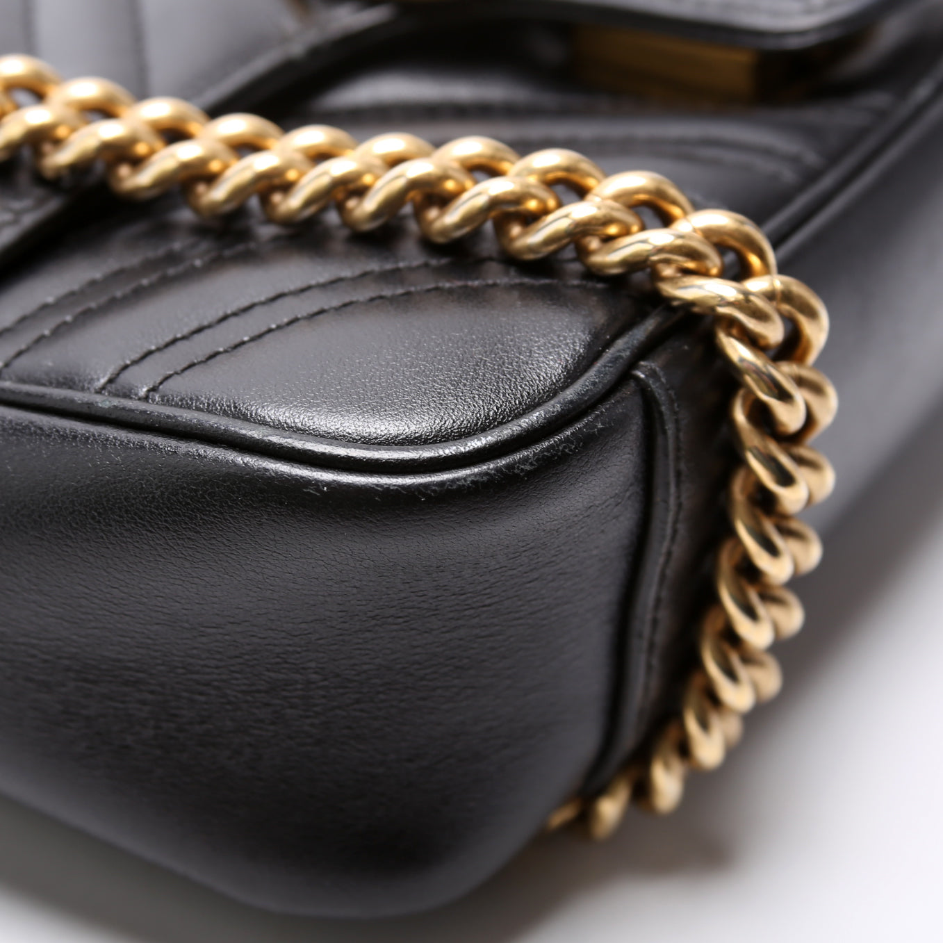 446744 Marmont Leather Shoulder Mini Flap Black