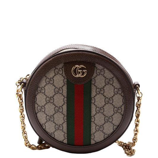 550618 Ophidia Leather Round Small Crossbody