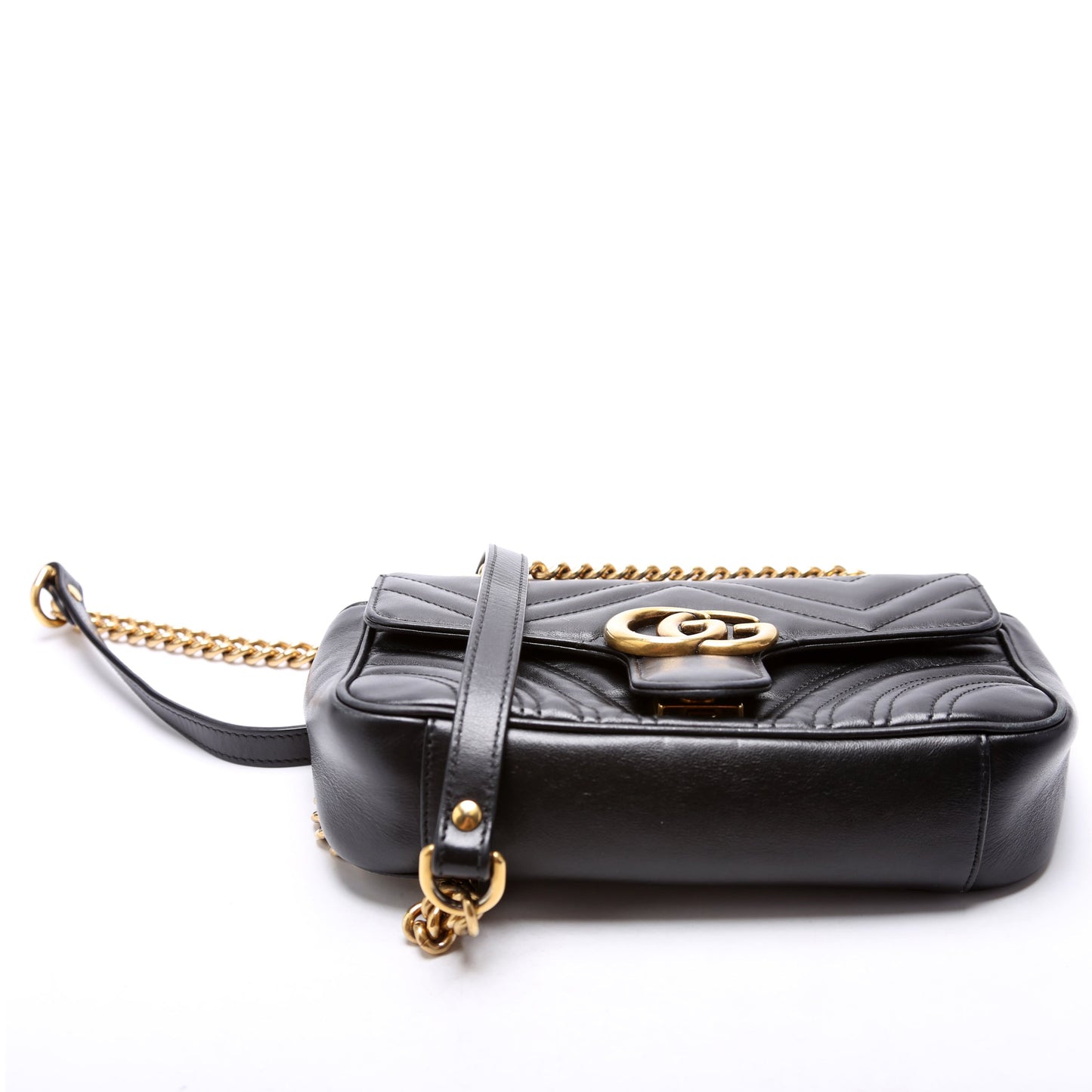 446744 Marmont Leather Shoulder Mini Flap Black