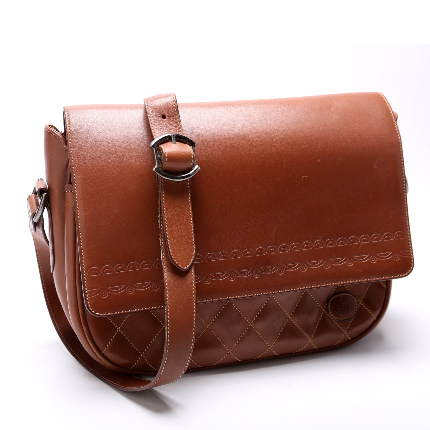 001-46 Vintage Leather Shoulder Bag Brown