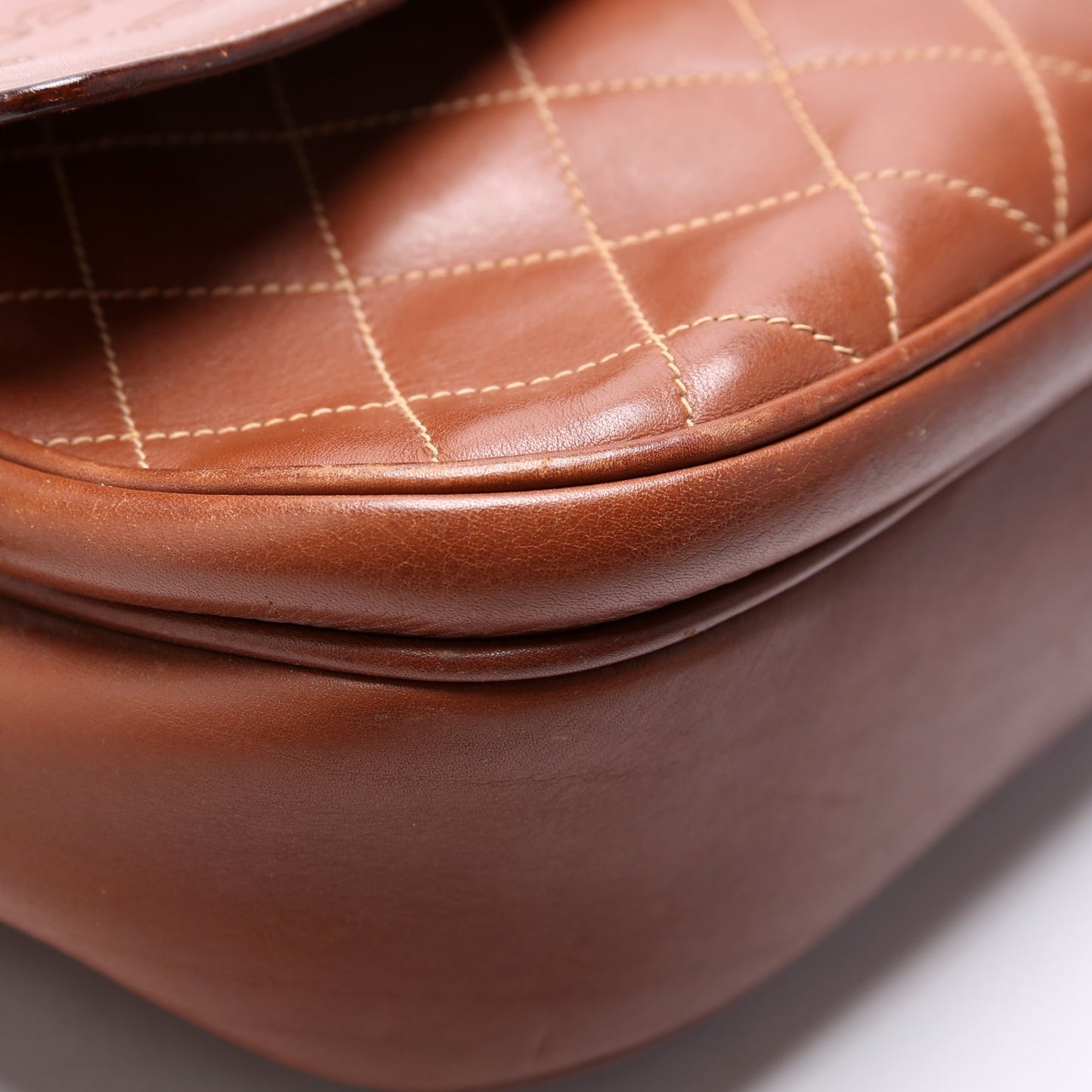 001-46 Vintage Leather Shoulder Bag Brown
