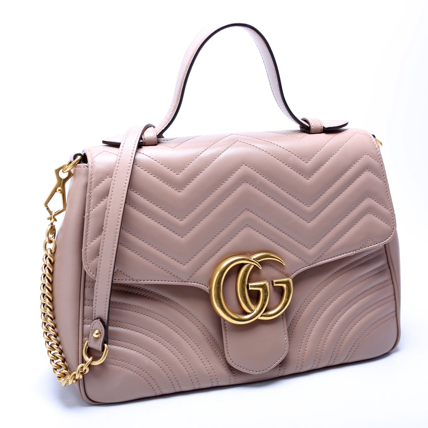 498109 Marmont Top Handle Medium Tan