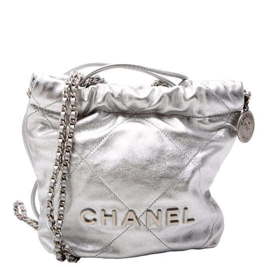 Chanel 22 Mini Metallic Calfskin RFID Silver