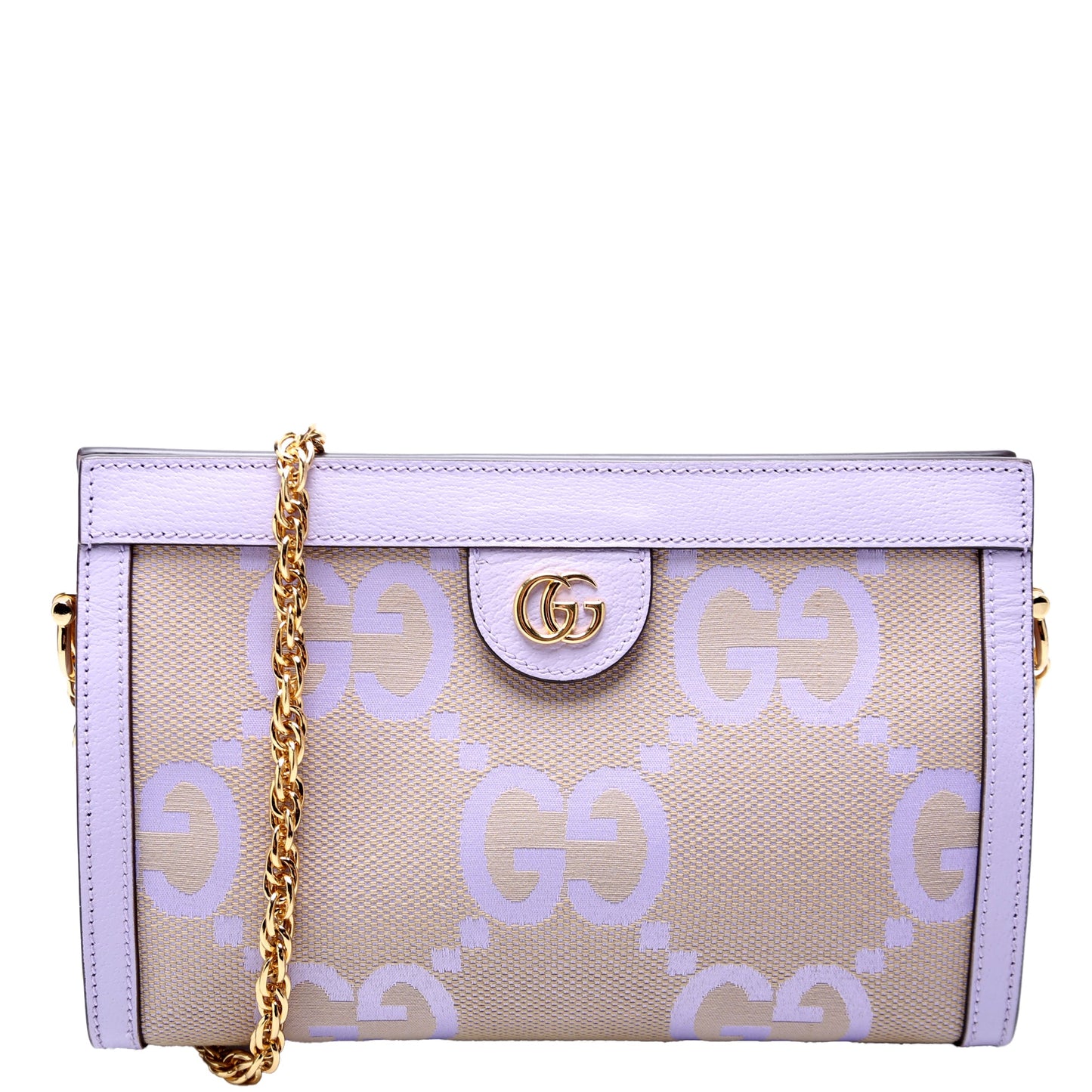 503877 Ophidia Jumbo GG Canvas Small Shoulder Bag Purple/Beige