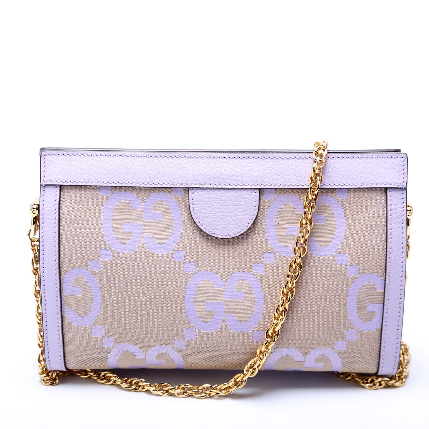 503877 Ophidia Jumbo GG Canvas Small Shoulder Bag Purple/Beige