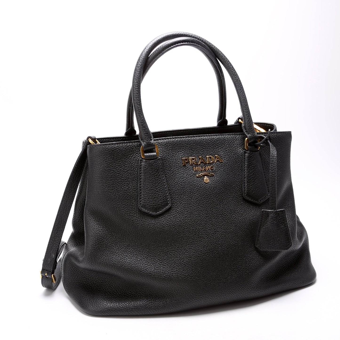 1BA239 Vitello Phenix Double Tote Black