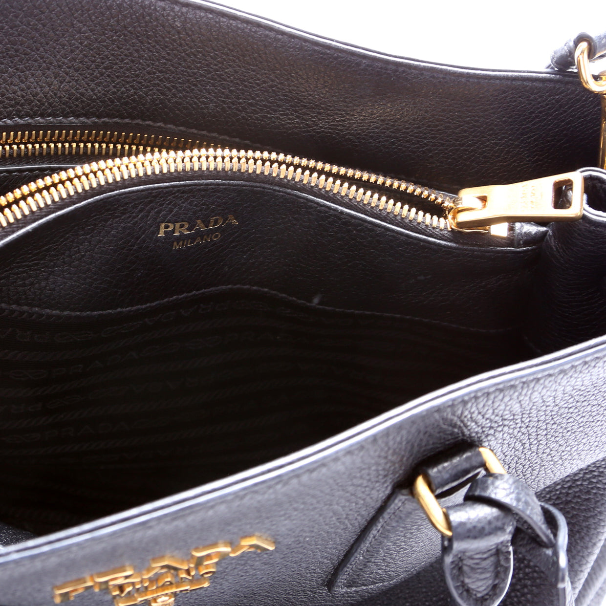 1BA239 Vitello Phenix Double Tote Black