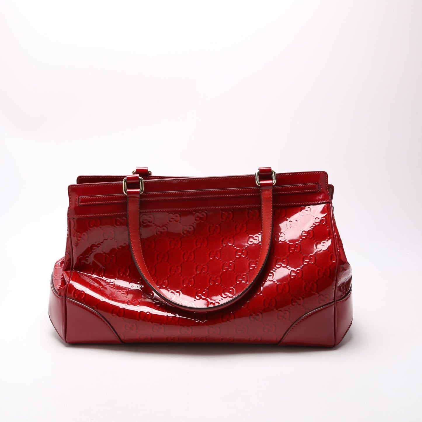 257612 Patent Guccissima Mayfair Tote Medium Red