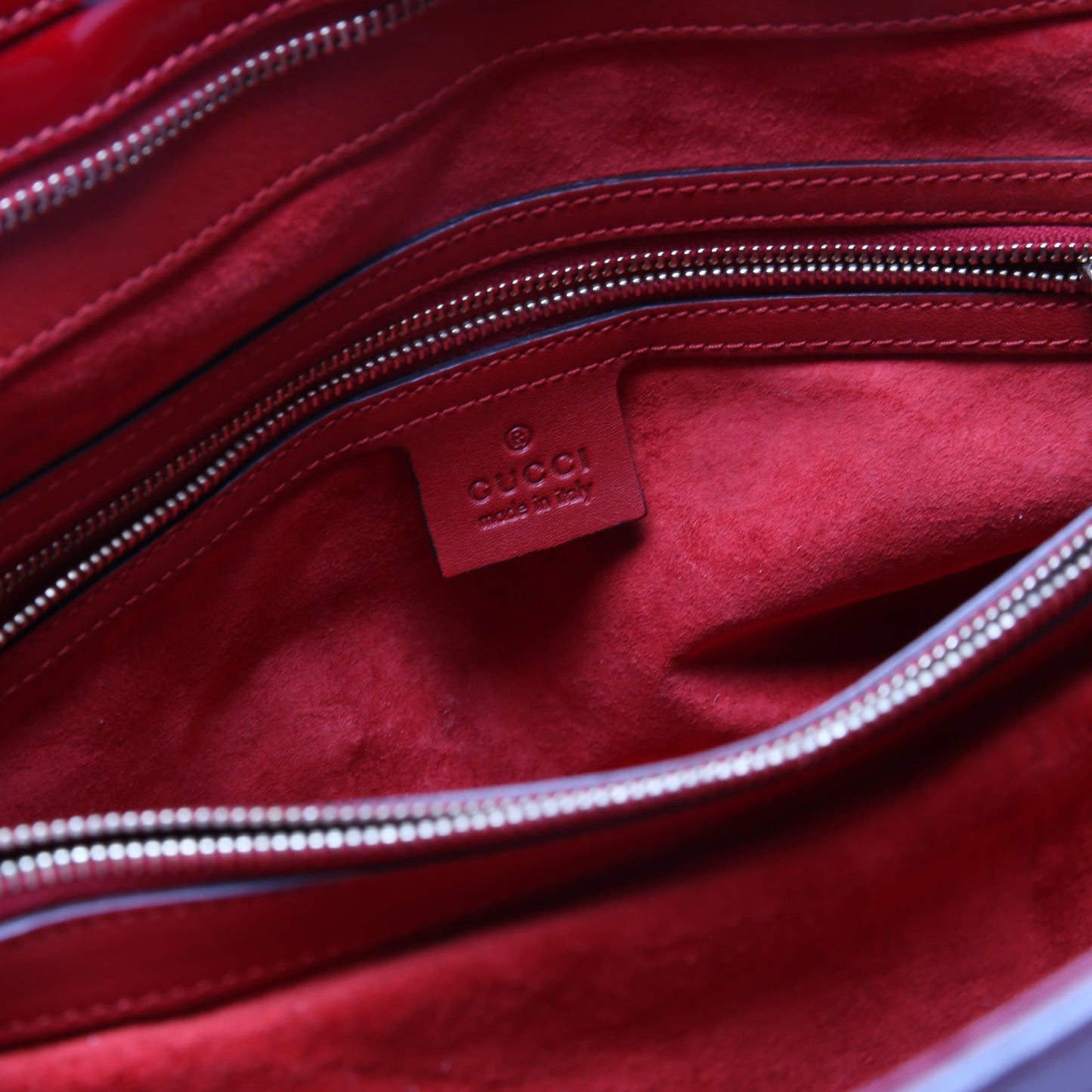 257612 Patent Guccissima Mayfair Tote Medium Red