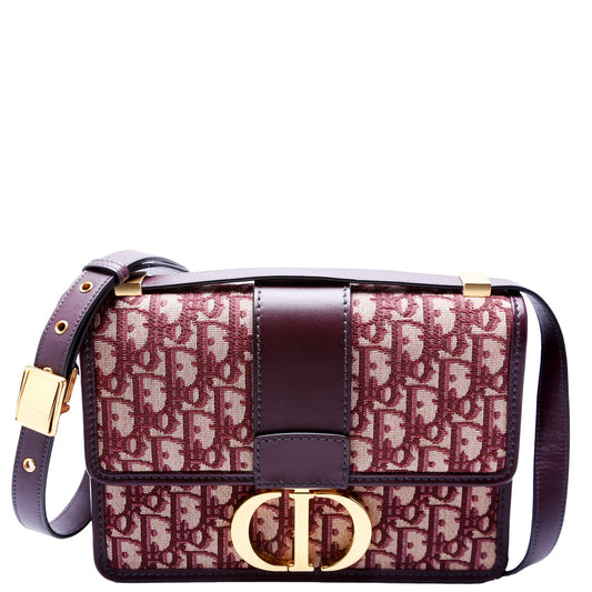 30 Montaigne Oblique Flap Bag Burgundy