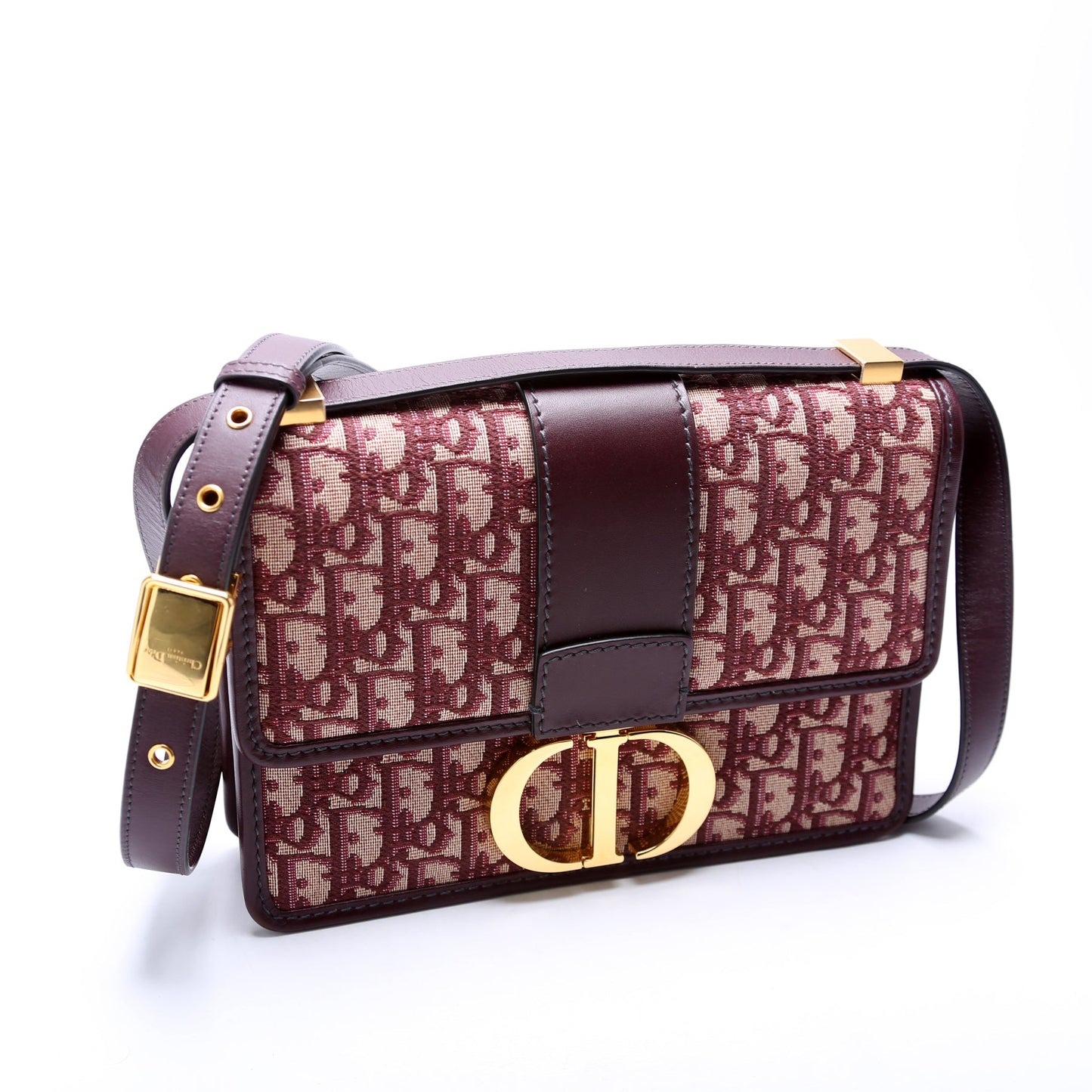 30 Montaigne Oblique Flap Bag Burgundy
