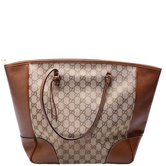 323671 GG Canvas Bree Zip Tote Medium Brown