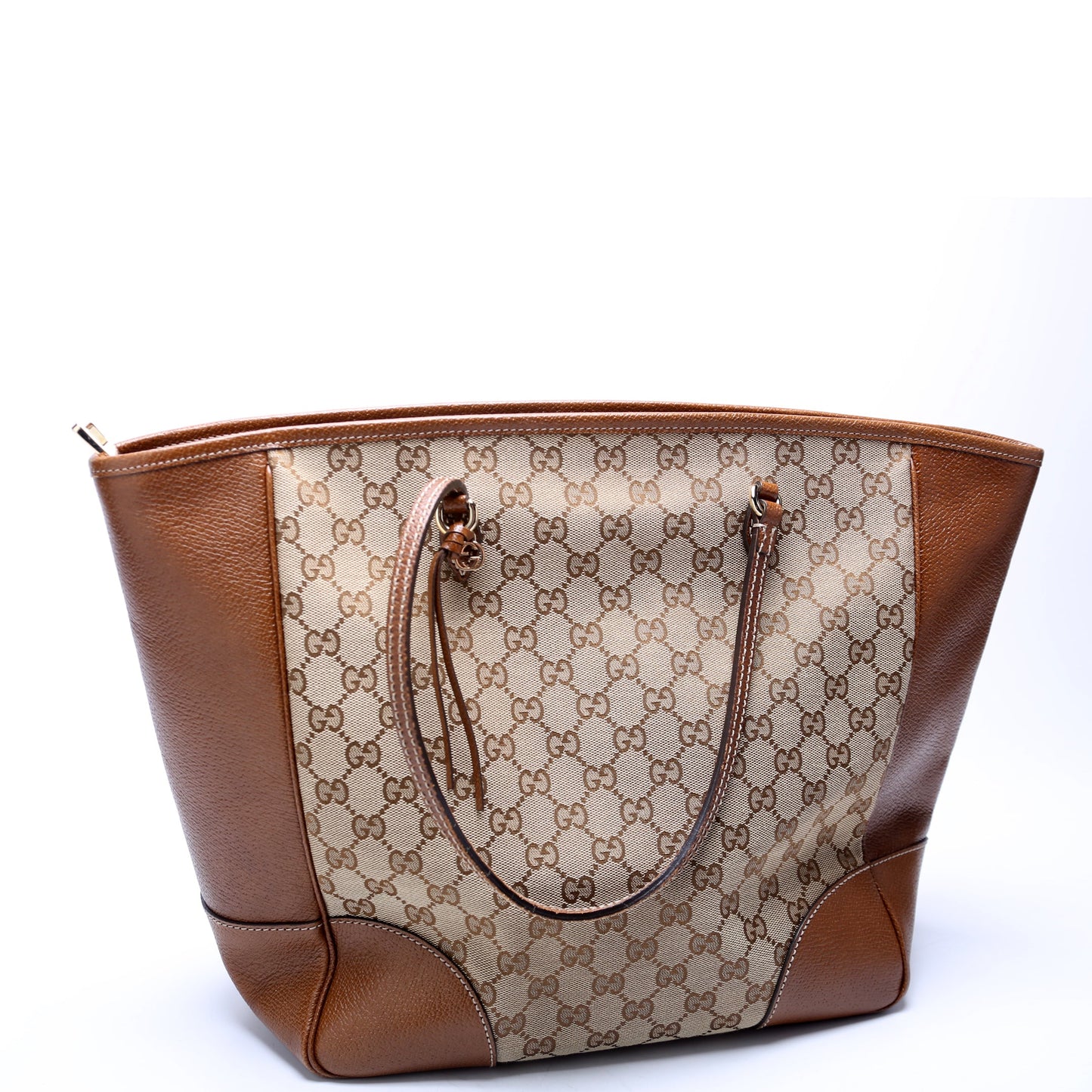 323671 GG Canvas Bree Zip Tote Medium Brown