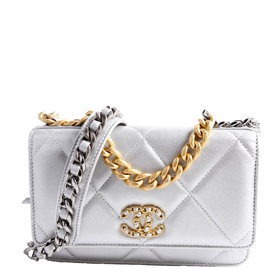 Chanel 19 WOC Quilted Lambskin 30M Silver