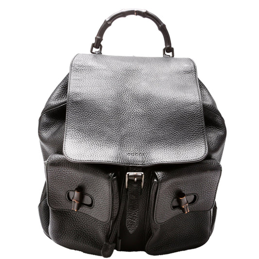 387097 Bamboo Backpack Leather Black