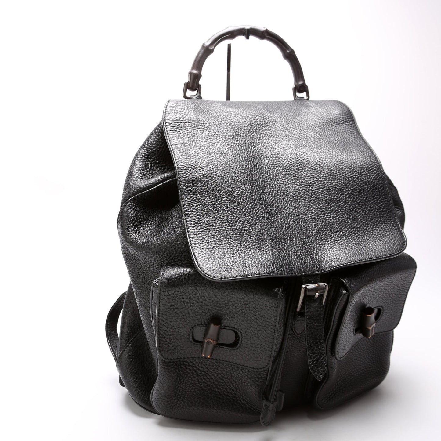 387097 Bamboo Backpack Leather Black
