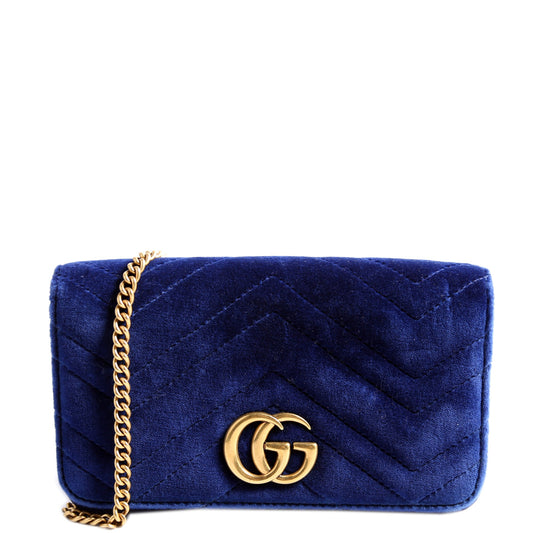 488426 GG Marmont Velvet Mini Bag Blue