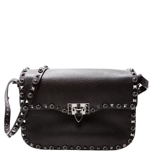 Rockstud Rolling Medium Crossbody Black
