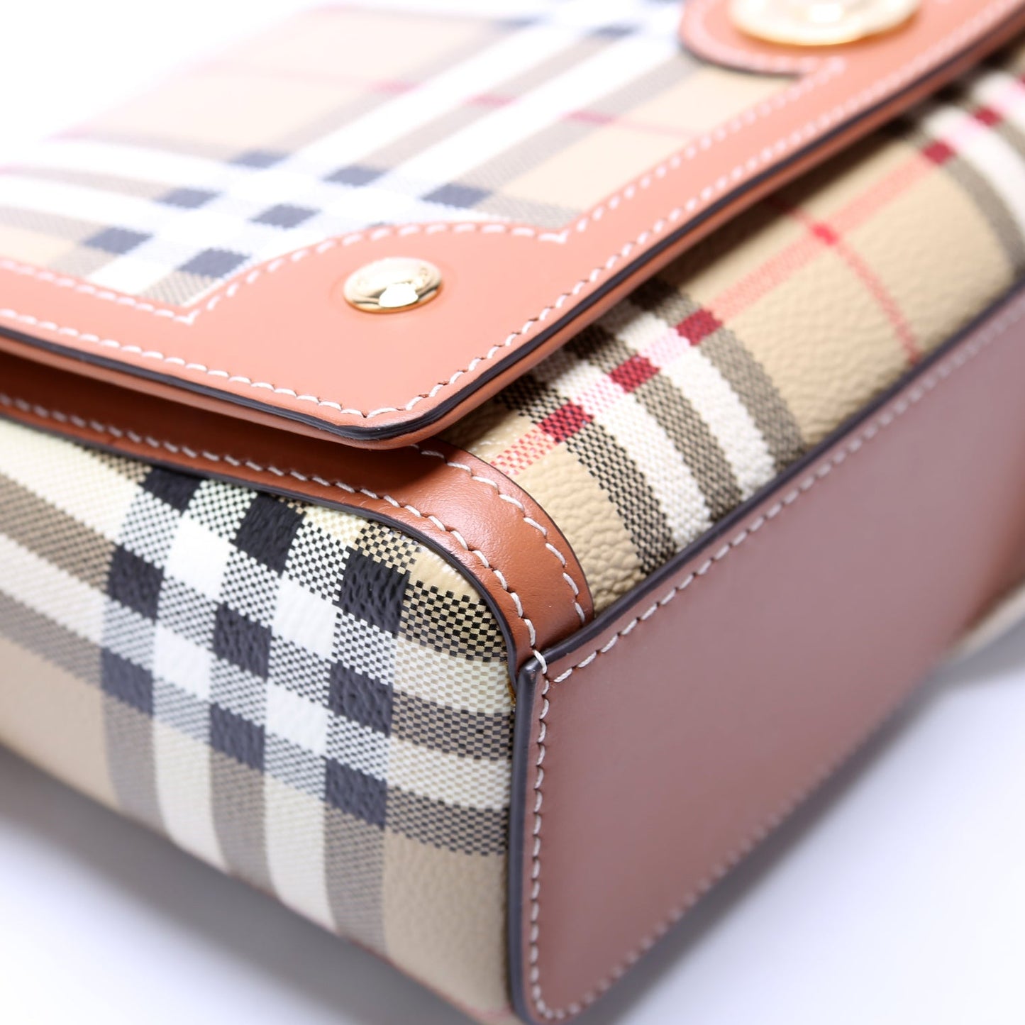 Note Top Handle Crossbody Check Coated Canvas Brown