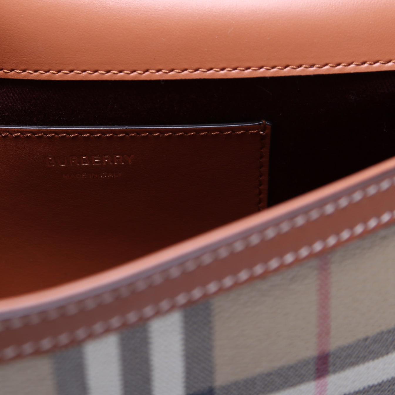 Note Top Handle Crossbody Check Coated Canvas Brown