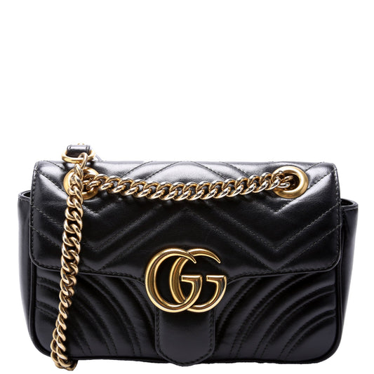 446744 Marmont Leather Shoulder Mini Flap Black