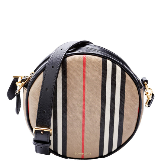 Louise Icon Stripe E-Canvas Crossbody Black