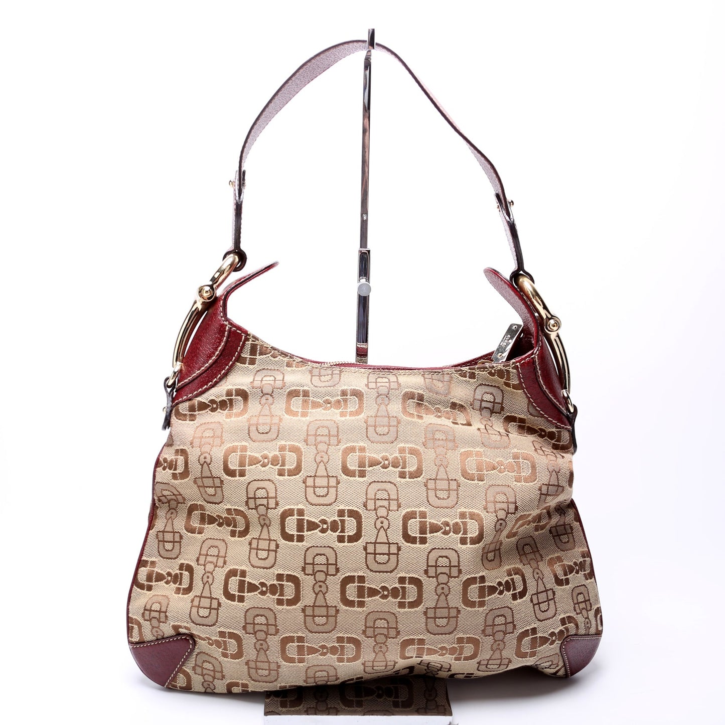 145826 Horsebit Canvas Creole Hobo Burgundy/Tan
