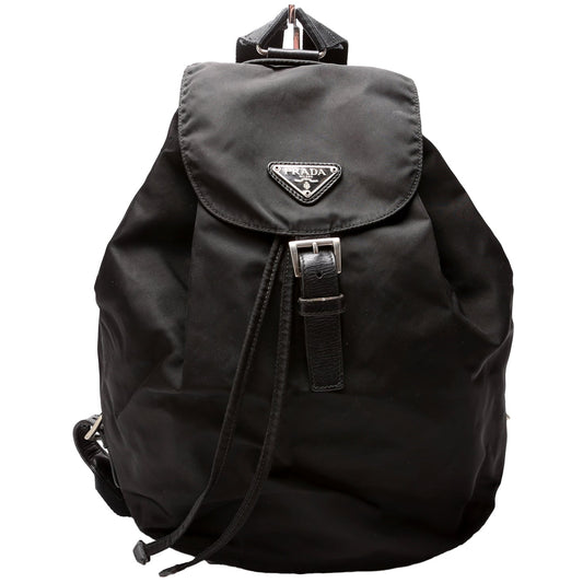 Flap Top Backpack Nylon Vintage Black