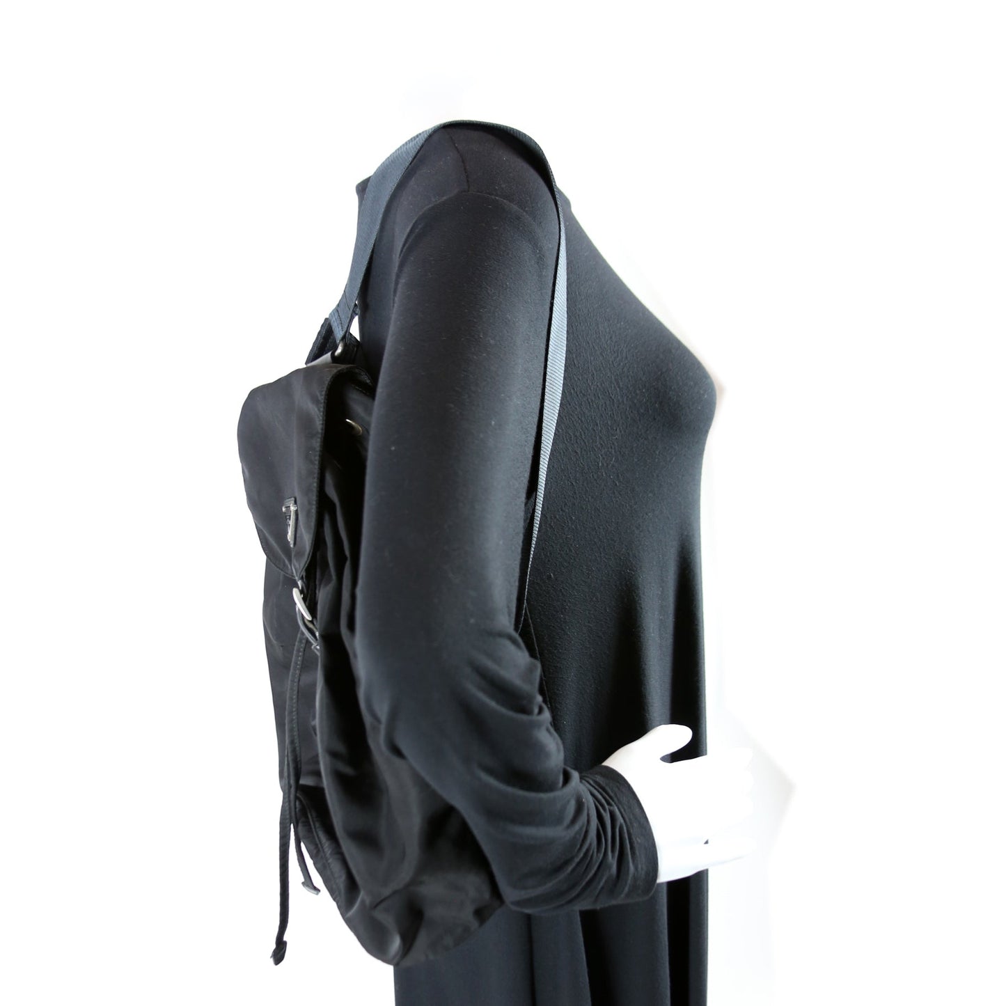 Flap Top Backpack Nylon Vintage Black