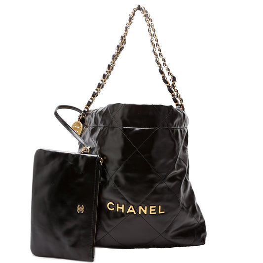 Chanel 22 Quilted Medium Hobo RFID Black